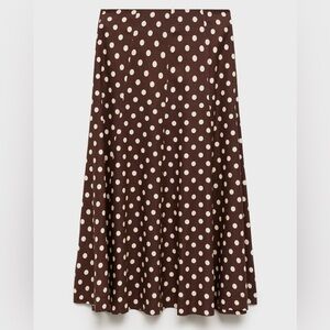 Mango - Flared Linen Skirt with Polka Dots Size 8 - Summer 2025 - NWT in package